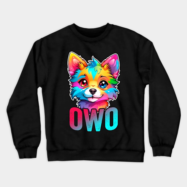 Furry Fandom OwO Cute Fursona Anthro Art Crewneck Sweatshirt by Visual Vibes